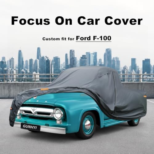 GUNHYI Premium Truck Cover Custom Fit Ford F-100, 16 Layers Heavy Duty Truck Cover Waterproof All Weather with Zipper Door for Sun Rain Snow Dust Uv Protection