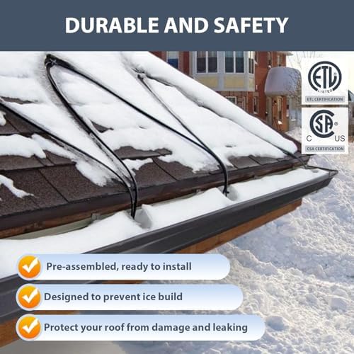 HEATIT HIRD 160 feet 5 Watts Per Foot Roof & Gutter Snow De-Icing Cable & Downspout Hanger