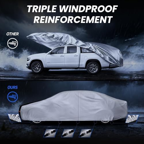 Multi-Layer Car Cover Custom Fit for Pontiac Firebird(1992-2002), 100% Waterproof All Weather for Automobiles, Gift with Towel, Heavy Duty Car Covers for Rain Sun UV Protection with Door Zipper