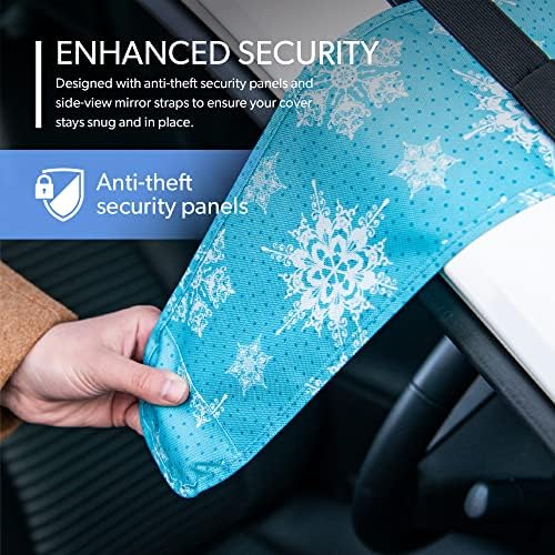 FrostGuard Vortex | Full-Coverage Car Windshield Cover for Ice and Snow, Standard Size (Snowy Lace) - Wiper Blade + Side Mirror Covers - Fit-Fast Straps, Security Panels + Storage Pouch - 59x41 Inches
