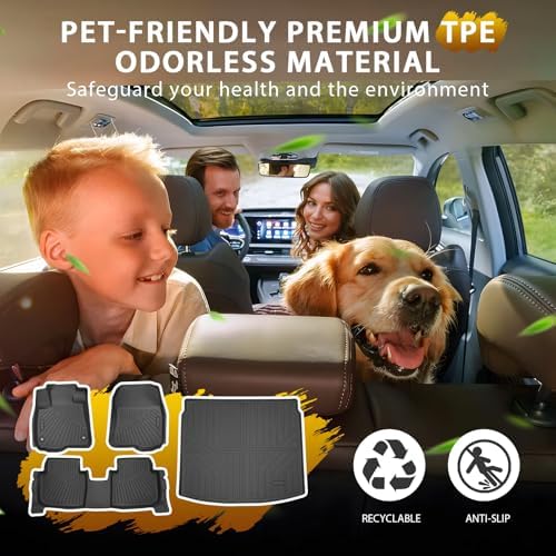 Powerty Floor Mats Cargo Liner for Honda CRV 2023-2025 2026 (Include Hybrid) All Weather 3D TPE Anti-Slip Car Protection, 1st & 2nd Row Set with Rear Upper Positon Cargo Mat Accessories