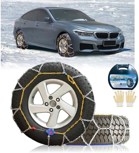 NEOCHIAEVO Auto Tightening Snow Chains Tire Chains, 1-Minute Quick Install, Universal Fit for Car/SUV/Pickup Truck, Multi-Weather Emergency Traction, Set of 2 - HKN90
