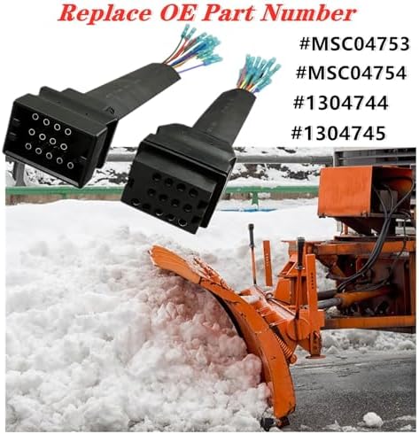 Snow Plow Wiring Harness Repair Kit MSC04753 MSC04754 for Boss Snowplow Blade,13 Pin Connector Repair Ends Vehicle Side and Plow Side
