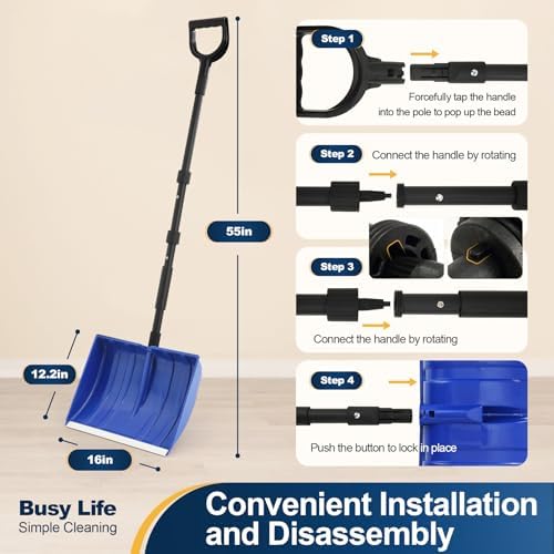 Yocada Snow Shovel for Driveway Home Garage Snow Removal 55 inch Long (Pack of 2)