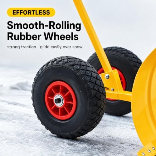 Garvee 29" W X 16.5" H Adjustable Handle Wheeled Shovel for Driveway, Single Rod
