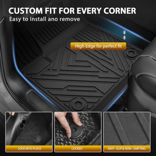 Powerty Floor Mats Cargo Liner for Jeep Wagoneer 2022-2025 7-Seat (NOT for 8-Seat/L/S) All Weather 3D TPE Anti-Slip Car Protection, 1st & 2nd & 3rd Row Set with Rear Cargo Mat Accessories