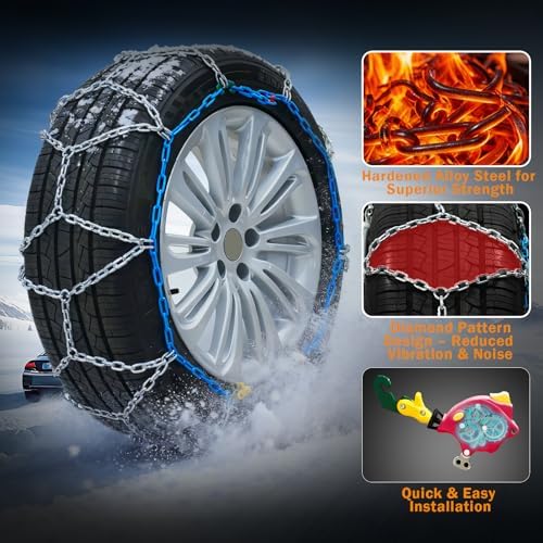Coco Bird Heavy Duty AutoFixing Snow Chains Tire Chains for Light Truck, SUV & Pickup, Self-Tightening Design for Easy Installation, Titanium Alloy for Superior Durability,Set of 2(HRV-245,Auto-Trac)