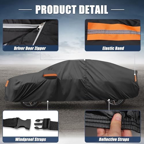 X AUTOHAUX Waterproof Full Car Cover for Tesla Model 3 2017-2025 210D-PU
