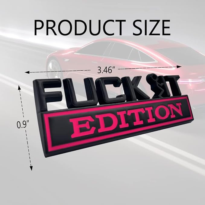 Fuck IT Edition Emblem, Car Exterior Emblems Badge 3D Sticker Decal, Fuck-IT Edition Emblem 3D Fender Badge Decal, 3D Fender Badge Decal Car Truck Replacement, Fit for All Cars (Black Rose)