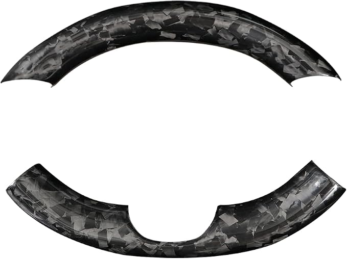JSWAN Real Carbon Fiber Steering Wheel Cover for Tesla Model 3 2017 to 2023 Model Y 2020 to 2024 Steering Wheel Cover Steering Wheel Wrap Protector Interior Accessories (Forging 2pcs)