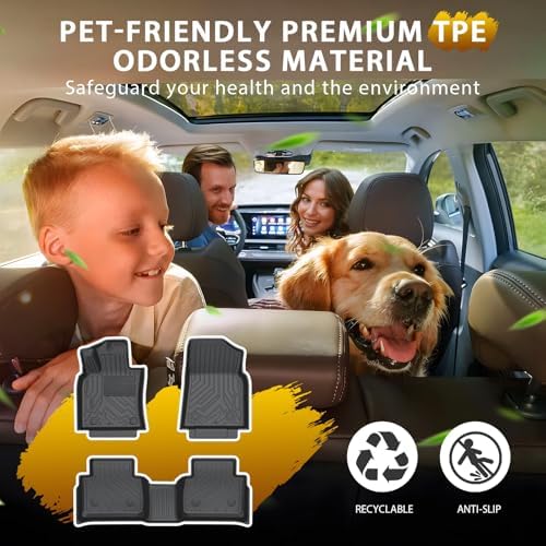 Powerty Floor Mats for Toyota Camry 2018-2024 FWD Only (Not Fit Hybrid or AWD) All Weather 3D TPE Anti-Slip Car Liners for 1st & 2nd Row Accessories