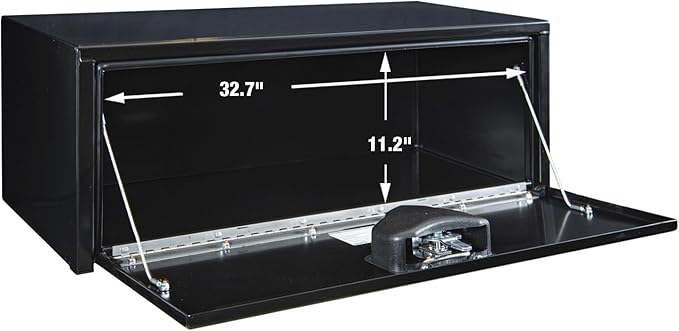 Buyers Products 1703305 Black Steel Underbody Truck Tool Box – 14 x 16 x 36 Inch - Truck Bed & Underbelly RV Storage Box, Locking T-Latch, Weather-Resistant, Heavy-Duty Flatbed Job Box, Made in USA
