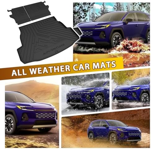 Powerty Floor Mats for Toyota RAV4 Hybrid 2026 2027(Not for PHEV), All Weather 3D TPE Anti-Slip Trunk Cargo Liner Seat Back Covers Protectors Full Set Car Accessories