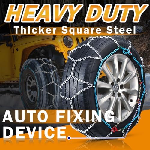 Coco Bird Heavy Duty Snow Chains Tire Chains for Light Truck, SUV & Pickup, Easy Installation, Wear-Resistant Alloy Steel for Superior Traction & Stability, Set of 2（SCRV-270）