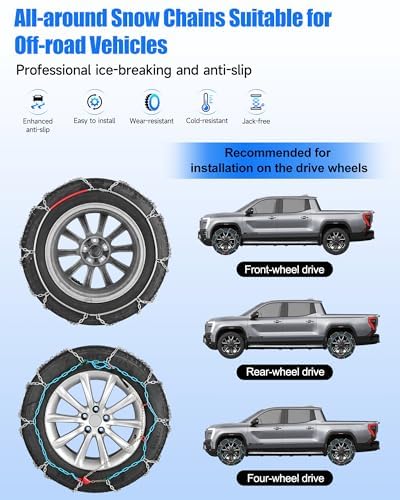 Snow Tire Chains for Light Truck SUV Pickup Trucks, Set of 2（SCRV260）