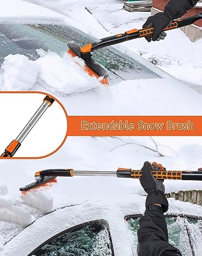 SEG Direct 36" Extendable Snow Brush with Ice Scraper Telescoping Handle