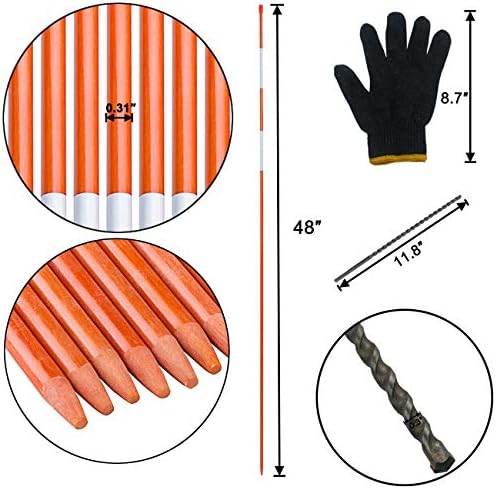 Sunnyglade 100PCS 48" Driveway Marker 5/16" Dia Reflective Driveway Poles