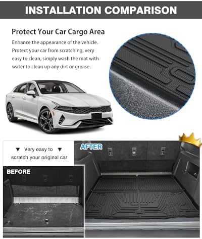 Powerty Floor Mats Cargo Liner for 2021-2026 Kia K5 FWD Model Only All Weather 3D TPE Anti-Slip Car Protection, 1st & 2nd Row Set with Rear Cargo Mat Accessories