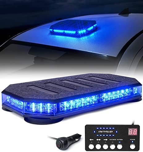 LUMENIX 42 LED Roof Top Strobe Beacon Light Bar, Patent Design, Blue