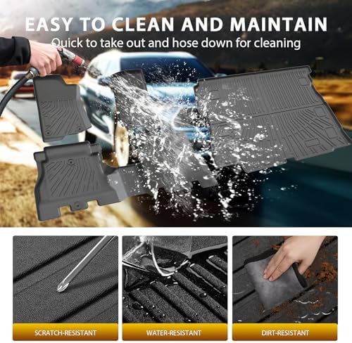 Powerty Floor Mats Cargo Liner for Jeep Wrangler JL Gas 2018-2026 2027 Unlimited 4-Door with Subwoofer (Non JK or 4XE) All Weather 3D TPE Anti-Slip Car Protection, 1st & 2nd Row Set Accessories