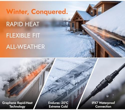 Winter Snow Melting Mats for Roof and Gutter Ice Dam Prevention,No-Slip PVC