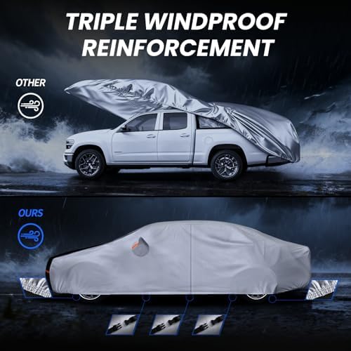 Multi-Layer Car Cover Custom Fit for Mazda 3 Sedan (2003-2026), 100% Waterproof All Weather for Automobiles, Gift with Towel, Heavy Duty Car Covers for Rain Sun UV Protection with Door Zipper.