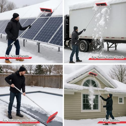 Chumia Adjustable Roof Rakes for Snow Removal, Telescoping 32 Inch -12 ft
