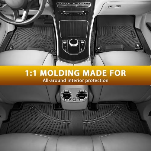 Powerty Floor Mats Cargo Liner for Honda Odyssey 2026 2025-2018 Mini Passenger Van Car Mats All Weather 3D TPE Anti-Slip Car Protection, 1st & 2nd & 3rd Set with Rear Cargo Mat Accessories