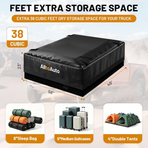 38 Cubic Feet Truck Bed Cargo Bag, Waterproof with Heavy Duty PVC