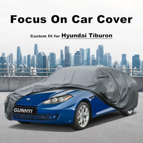 GUNHYI Premium Car Cover Custom Fit Hyundai Tiburon, 16 Layers Heavy Duty Car Cover Waterproof All Weather with Zipper Door for Sun Rain Snow Dust Uv Protection