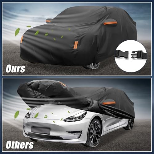 X AUTOHAUX Waterproof Full Car Cover for Tesla Model 3 2017-2025 210D-PU