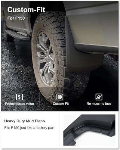 Kiwi Master No Drill Mud Flaps for 2021-2026 Ford F-150 Without Fender