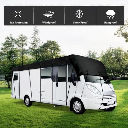Wider 3.3m/10.83ft rv Cover Class c 210D Oxford Cloth Camper Covers Wind, Rain and Snow Proof with 2 Windproof Straps Grey-49.2 x 10.8 ft