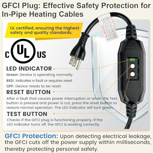 120V Plug-In GFCI Self Regulating Heat Cable Power Connection Kit