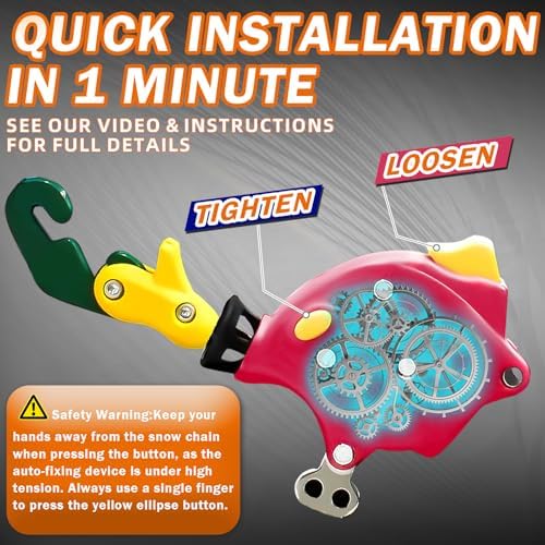 Coco Bird Heavy Duty AutoFixing Snow Chains Tire Chains for Light Truck, SUV & Pickup, Self-Tightening Design for Easy Installation, Titanium Alloy for Superior Durability,Set of 2(HRV-250,Auto-Trac)