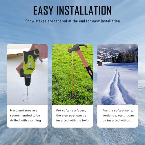 Autoparts 100Pack 72In Driveway Markers, 5/16-Inch Diameter Snow Stakes