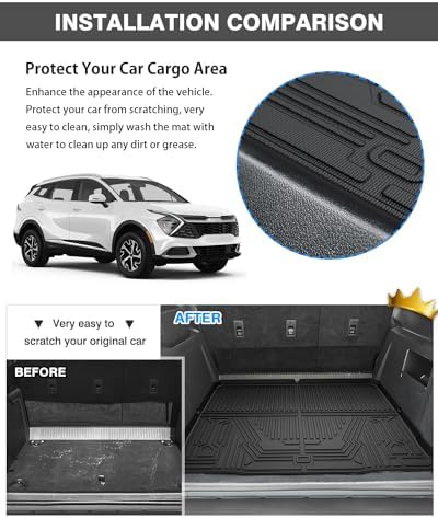 Powerty Floor Mats Cargo Liner for 2023-2025 Kia Sportage Gas Model Only All Weather 3D TPE Anti-Slip Car Protection, 1st & 2nd Row Set with Rear Cargo Mat Accessories