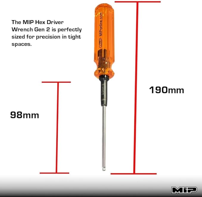 MIP RC Ball End Hex Screwdriver Set 9606 – 3-Piece Tool Kit (2.0mm, 2.5mm, 3.0mm) for RC Cars, Helicopters, Drones, Boats – Precision Hexagon Allen Wrenches for RC Repair – Made in USA