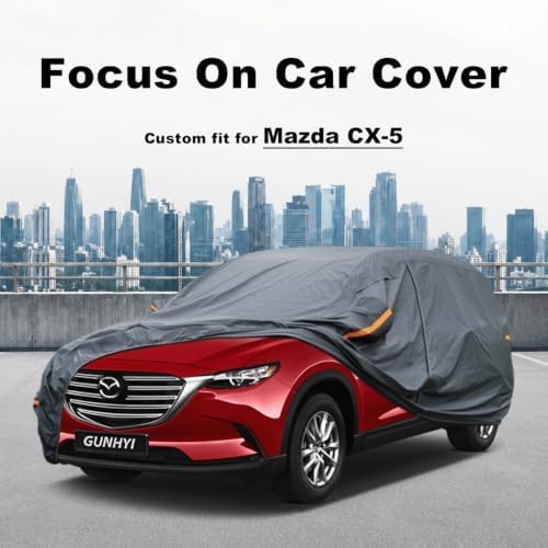 GUNHYI Premium Car Cover Custom Fit Mazda CX-5/CX-7 (2007-2026), 16 Layers Heavy Duty Car Cover Waterproof All Weather with Zipper Door for Sun Rain Snow Dust Uv Protection