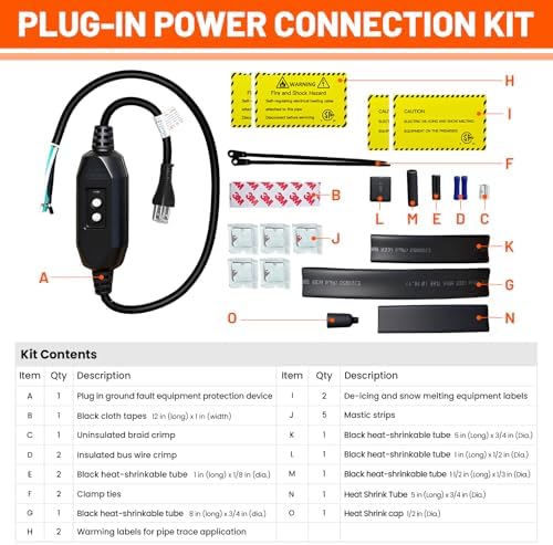 120V Plug-In GFCI Self Regulating Heat Cable Power Connection Kit