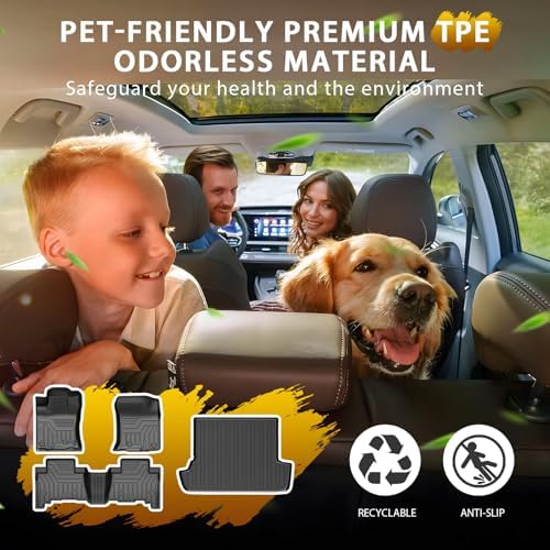 Powerty Floor Mat Cargo Liner for Toyota 4Runner 2010-2024 (Fit 7 Seats) All Weather 3D TPE Anti-Slip Car Protection, 1st & 2nd Row Set with Rear Cargo Mat Accessories
