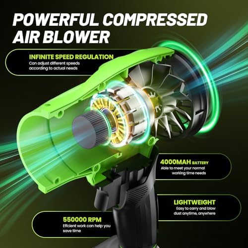 550,000 RPM Cordless Turbo Jet Blower with Battery and Charger