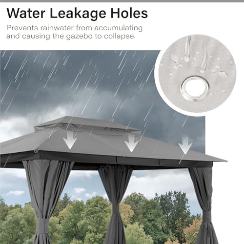 LAUSAINT HOME 10'x13' Gazebo Replacement Double Canopy Top