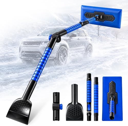 59" Snow Broom & Ice Scraper for Car, EVA Foam Head Snow Remover