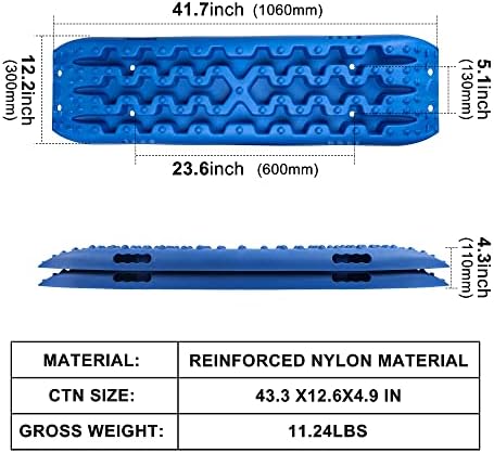 X-BULL New Recovery Traction Tracks Sand Mud Snow Track Tire Ladder 4WD (Blue, 3gen), Bag+Hardware+Tracks