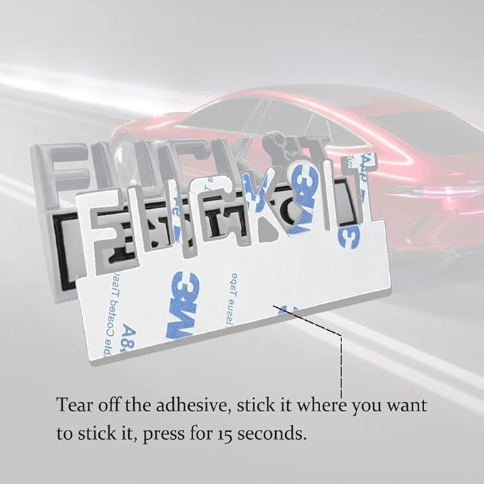Fuck IT Edition Emblem, Car Exterior Emblems Badge 3D Sticker Decal, Fuck-IT Edition Emblem 3D Fender Badge Decal, 3D Fender Badge Decal Car Truck Replacement, Fit for All Cars (Sliver Black)