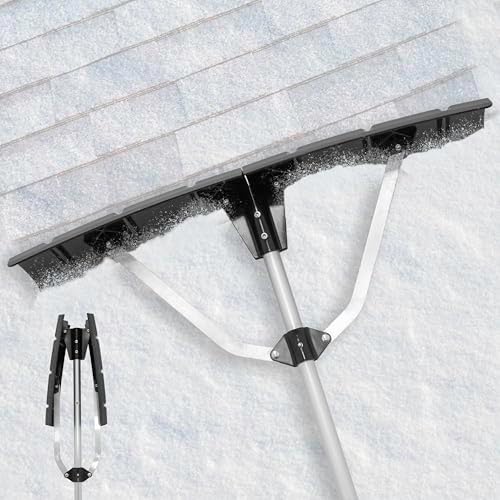 Extreme Max 5600.3295 Expandable Head Roof Rake – 21' Snow Roof Rake with Angled 6" x 23" Poly Blade & Lightweight Aluminum Handle