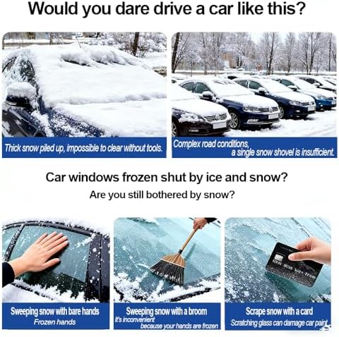 Car Snow Brush Ice Scraper & Snow Shovel for Tesla Cybertruck 2025 3-in-1 Detachable Snow Removal Kit Head Winter Essential Squeegee Snow,Black