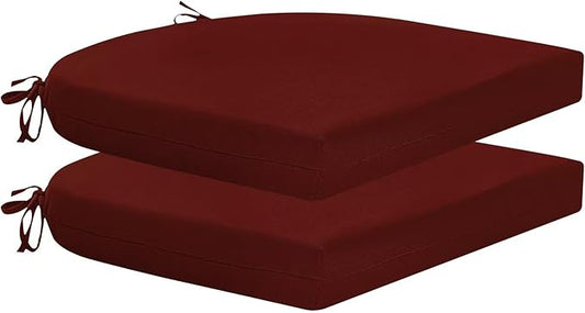 HARBOREST Outdoor Chair Cushions Set of 2, Water Resistant Patio Chair Cushions with Ties, Outdoor Seat Cushions for Patio Furniture, 17"x16"x2", Burgundy