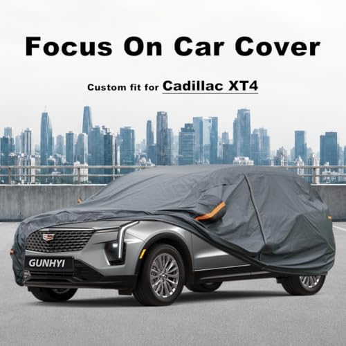 GUNHYI Premium Car Cover Custom Fit Cadillac XT4, 16 Layers Heavy Duty Car Cover Waterproof All Weather with Zipper Door for Sun Rain Snow Dust Uv Protection